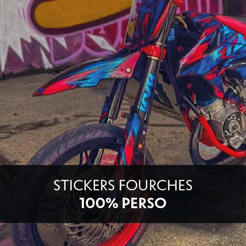 STICKERS FOURCHES 100% PERSO SMC PARTS